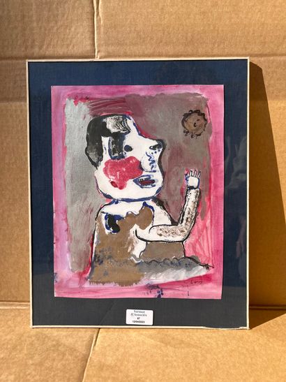 null Éliane LARUS (1944) 
Child playing ball 
Acrylic on paper 
Signed lower right...