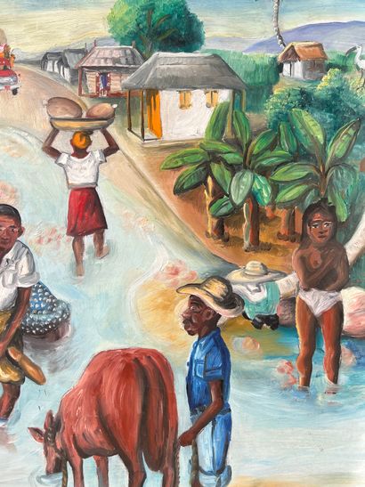null Wilson BIGAUD (Haiti, 1931-2010) 
The River 
Oil on isorel 
Titled and signed...