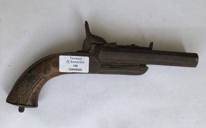 null Antique double-barrel pistol 
Wooden stock 
L : 25 cm