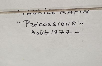 null Maurice RAPIN (1927-2000)
Précessions, 1977
Techniques mixtes sur panneau d'isorel
Signé...