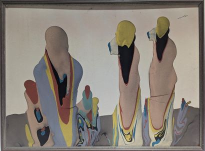 null Maurice RAPIN (1927-2000)
Molosses, 1976
Mixed media on isorel panel
Signed...