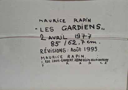 null Maurice RAPIN (1927-2000)
Les Gardiens, 1977-1995
Techniques mixtes sur panneau...