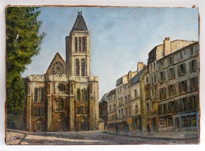null Oil on canvas *the Abbey of Saint Denis* signed lower left A. R. Pelegry, sunken...