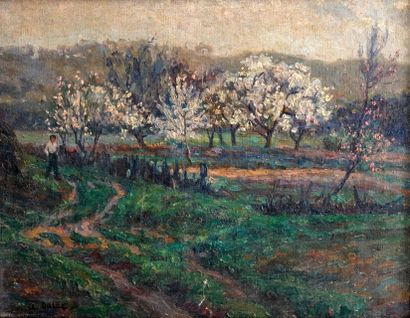 null 1 oil on canvas *Cherry tree in bloom* signed lower left A. Dulac, 33x41cm