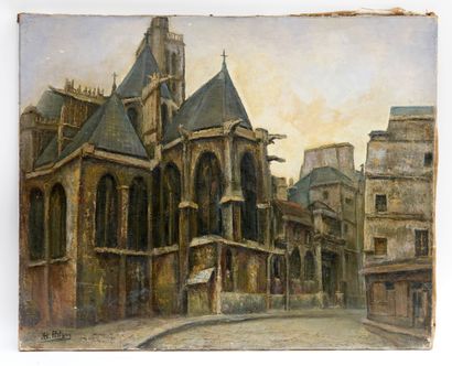 null Oil on canvas *Church of St. Gervais* signed lower left A. R. Pelegry, 65x8...
