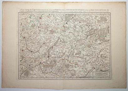null AISNE. Map of 1717: "The Election of SAINT QUENTIN, part of that of PERONNE...