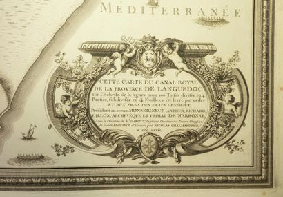 null CANAL DU MIDI. HÉRAULT. AUDE. 1774. Très grande Carte (58 cm x 270 cm) : « Carte...