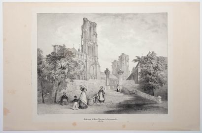 null AISNE. « Cathédrale de LAON. Vue prise de la promenade. Picardie. » (c. 1837)...
