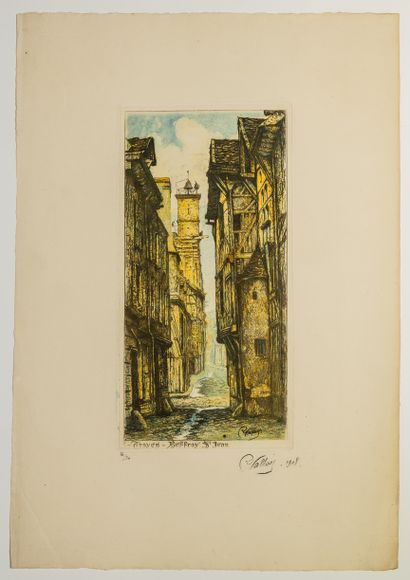 null AUBE. "TROYES, Beffroy St Jean." Engraved in the plate by Robert VALLOIS, co-signed...