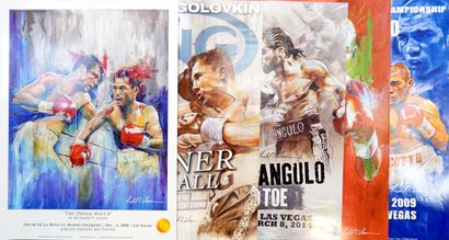 null Boxe/ De La Hoya/Mayweather/Las Vegas. Cinq affiches originales de championnats...