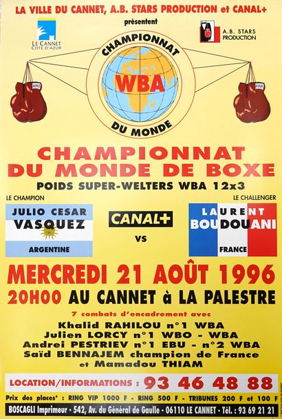 null Boxe/Boudouani/Mendy/Levallois/Le Canet. Cinq affiches originales de Laurent...