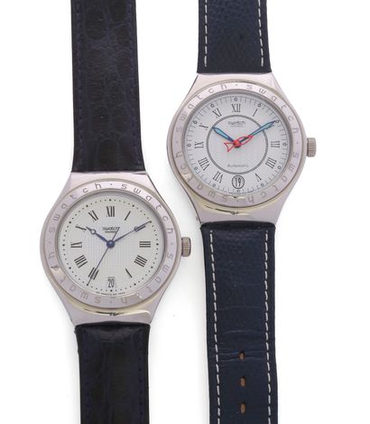 null A set of plastic swatch watches, with automatic (type 51) or quartz movements....