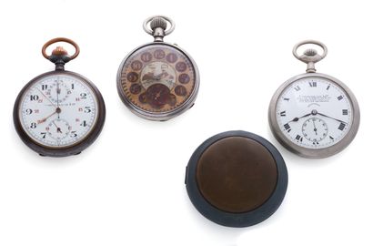 null A set of 3 LIP World War I souvenir metal pocket watches, all with round cases,...