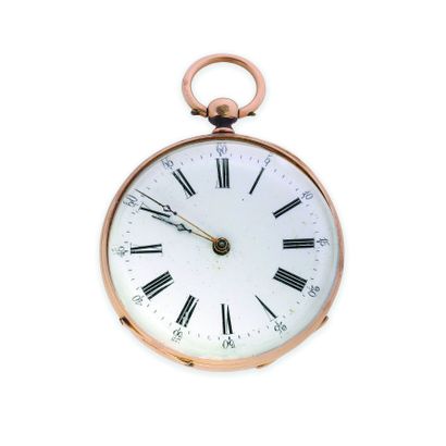 ANONYME Pocket watch in 18K yellow gold 750 thousandths with mechanical movement...