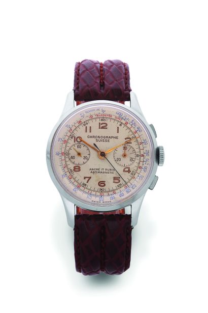 CHRONOGRAPHE SUISSE Antimagnetic
Steel chronograph watch with mechanical movement...