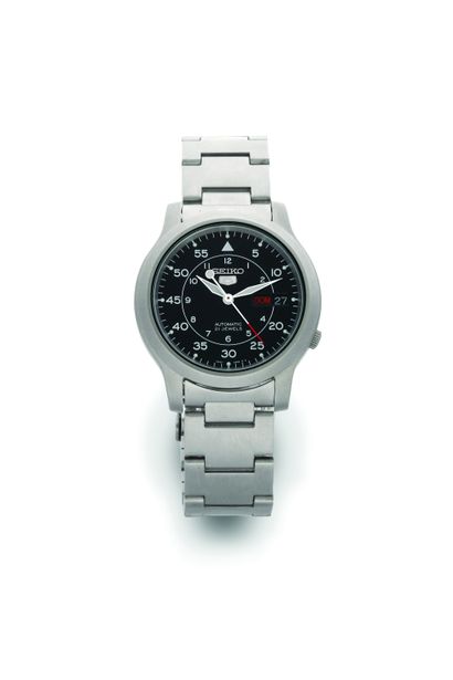 SEIKO 5
Steel sports watch with automatic movement - Round steel case, smooth bezel,...