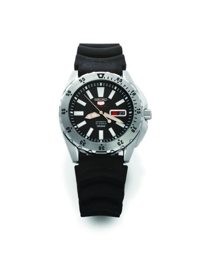 SEIKO 5
Steel sports watch with automatic movement - Round steel case, rotating graduated...