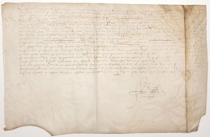 null GARD. AIGUES-MORTES. Parchment dated August 25, 1563, made in the town of AIGUES-MORTES....