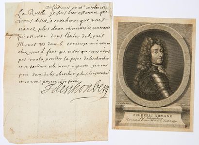 null Frédéric Armand, duc de SCHOMBERG, Maréchal de France en 1675 – Lettre Autographe...