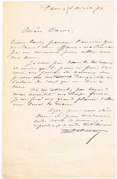 MIME - Charles DEBUREAU (1829-1873) / Lettre...