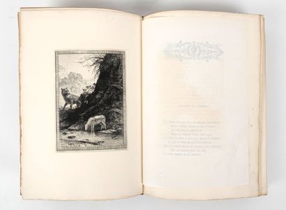 null LA FONTAINE (Jean de): Fables. Quantin, 1883. 2 vol. in-4 bradel de vélin éditeur,...
