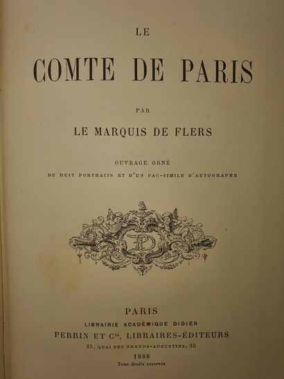 null FLERS (Marquis de): Le Comte de Paris. Perrin et Cie, 1888. In-8 demi-chagrin...