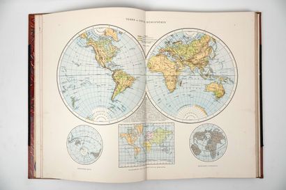 null ATLAS manual of modern geography. Hachette et cie, 1884. In-folio, green morocco...