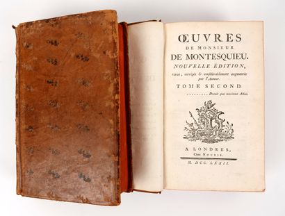 null MONTESQUIEU: Œuvres…Londres, Nourse, 1772. 2 vol. in-8 basane marbrée d'époque,...