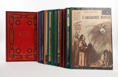 null Littérature Populaire - Réunion de 16 volumes in-4 reliés demi-toile d'époque,...