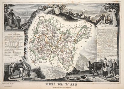 null LEVASSEUR: Atlas national illustré. 1854. In-folio demi-chagrin noir d'époque...