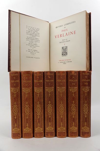 null VERLAINE (Paul): Œuvres complètes. Librairie de France, 1931. 8 vol. in-8 reliure...