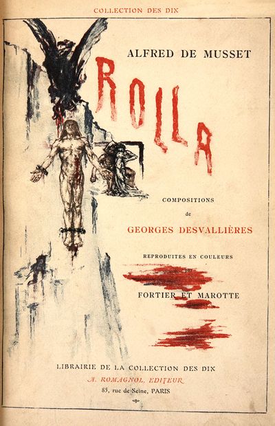 null MUSSET (A. de): Rolla. Romagnol, 1906. Grand in-8 bradel de maroquin rouge post.,...