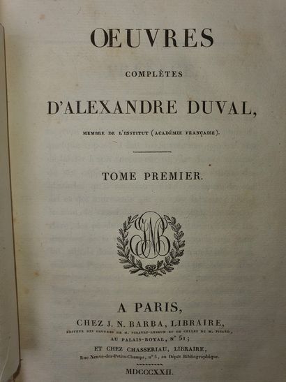 null DUVAL (Alexandre): Œuvres complètes. Barba et Chasseriau, 1822. 9 vol. in-8...