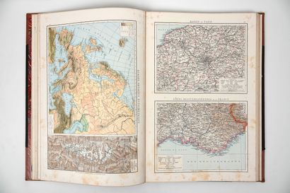 null ATLAS manual of modern geography. Hachette et cie, 1884. In-folio, green morocco...