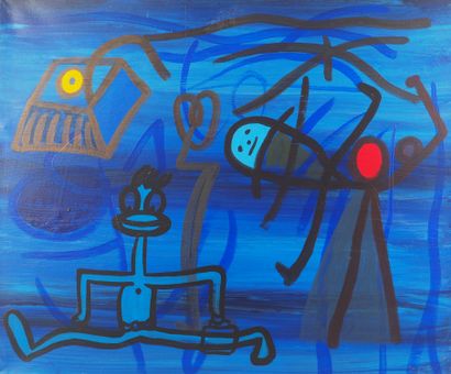 null José Luis DAROCHA (1945-2016)
Submarine, Fables, 1986-87
Acrylic on canvas 
Signed,...