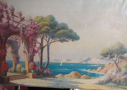 null Oil on canvas 
"Provencal Bay". 
Signed lower right Amable 
95 x 140 cm 
Ac...