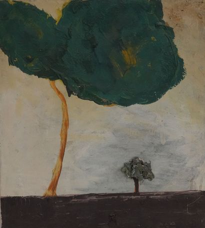 null P. R. BOND (XXth century) 
Landscape with trees, 1996
Mixed media on canvas
54...