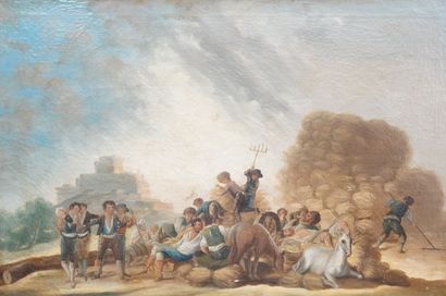 null Huile sur toile 
"La pause des moissonneurs", d'après Goya
54 x 81 cm