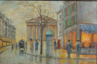 null Oil on isorel 
"View of Paris at Madeleine".
Signed lower right CAUCHOIX
20...