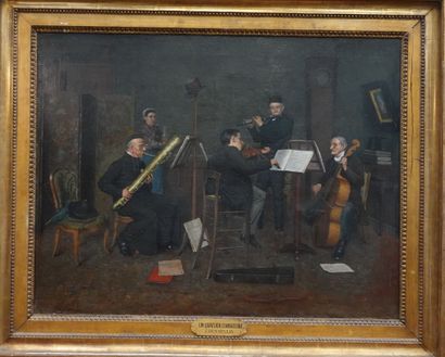 null Huile sur toile 
"Le quatuor"
Signée en bas à gauche Jules DENNEULIN
76 x 100...