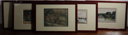 null Lot of 6 watercolors representing the landscape of the Marne, the Perreux, Vincennes,...
