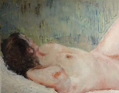 null Oil on isorel 
"Reclining nude".
40 x 50 cm