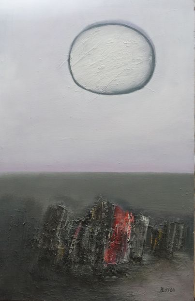 null Oil on canvas "Lunar Landscape 
Signed lower right BOSCO
93 x 60 cm