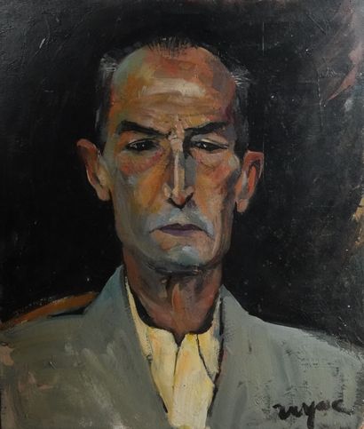 null Oil on panel 
"Portrait of a man". 
Signed lower right Rayac
46 x 38 cm