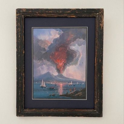 null Neapolitan gouache representing the eruption of Vesuvius
Italian work of the...