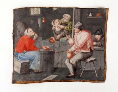 null Intérieur de taverne
Dans le goût de David Tenier, XVIII ème siècle
Gouache...