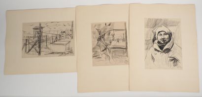 null A. GAUTHIER (XXth century)
Set of 21 charcoal, graphite or watercolor drawings...