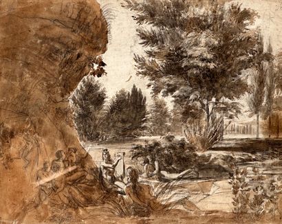 null French school of the 19th century
The gardens of Versailles
Drawing in ink and...