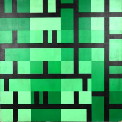 null Jo DELAHAUT (1911-1992)
Green geometric composition, 1969
Oil on panel countersigned...