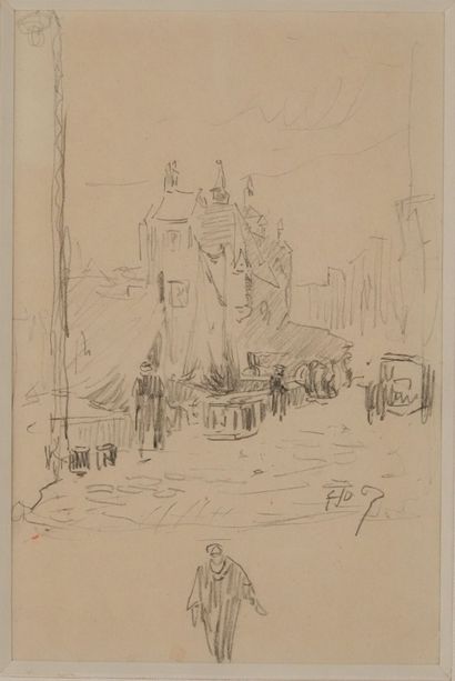 null Anonymous (19th century)
View of a village
Pencil on paper, signed lower right
16...
